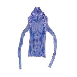 NWT Jean Paul Gaultier Pink and Blue Trompe L'oeil Lurex Turtle Neck Sweater